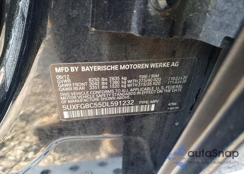 2013 BMW X6 xDrive50I z USA, uszkodzony, nr VIN 5UXFG8C55DL591232